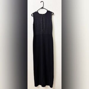 Elegant St. John Sleeveless Knit Black Sparkle Sequin Evening Dress - 4